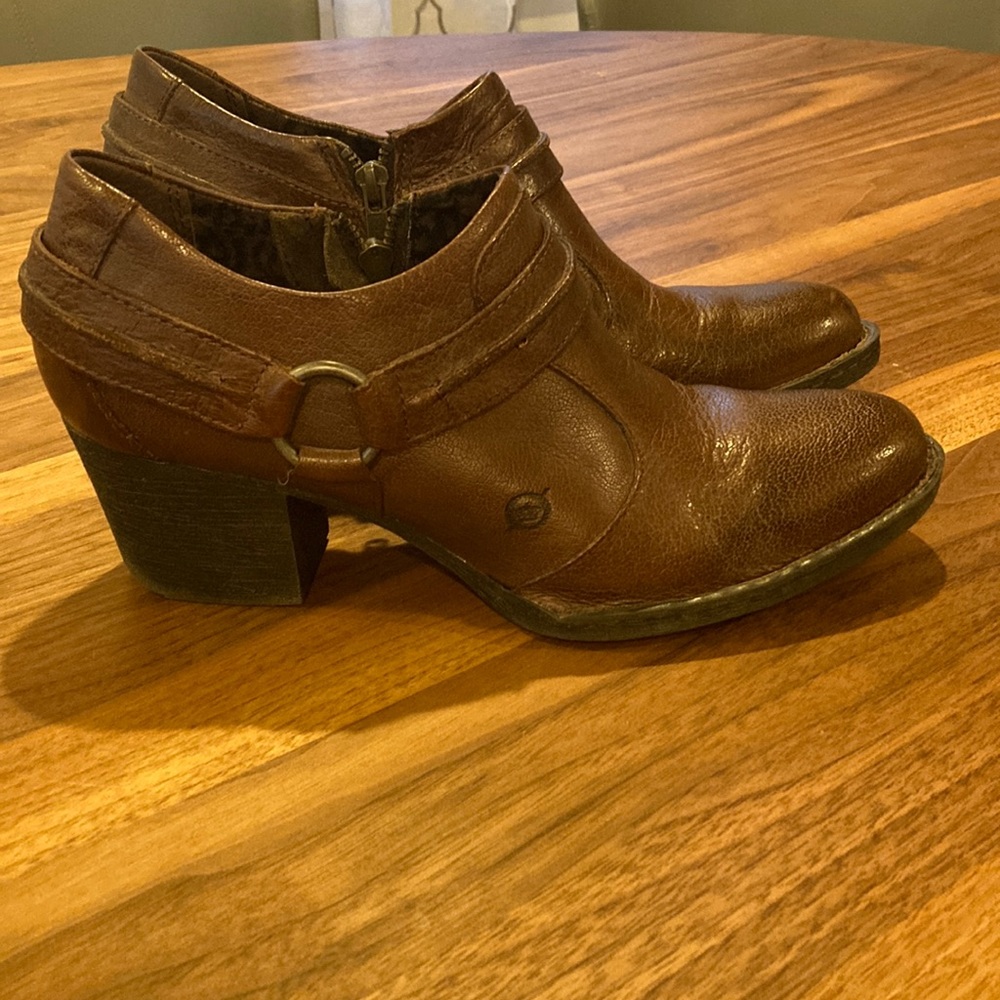 Born Brown Leather Bootie, Size 10, Very Good Condition